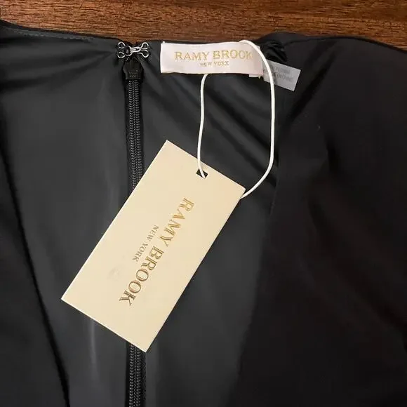 Ramy Brook Alayna Twisted Front Long Sleeve Wide Leg Jumpsuit Black Size 4 - Picture 8 of 10